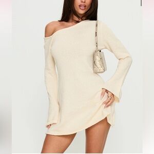 Princess Polly Cream One Shoulder Dress